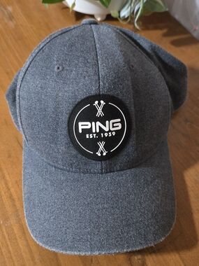 PING Men's Dark Gray Baseball Cap with Black & White Logo Patch